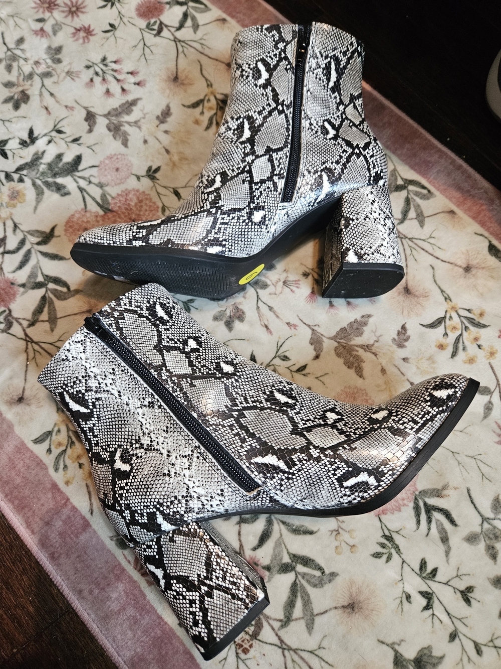 Madden Girl Snake Print Ankle Boots - Black & White